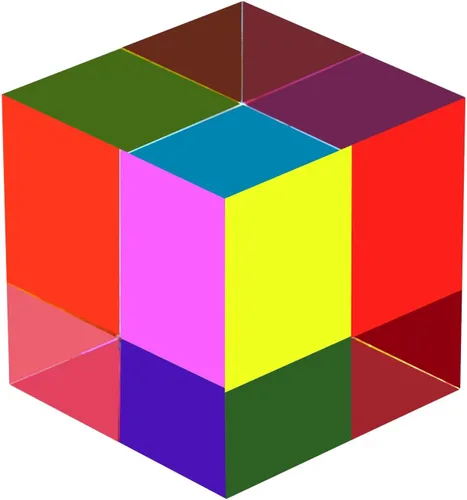 Cubo Mezclador de Colores CMY, Prisma de Acrílico de 50 mm (2 pulgadas) Multicolor para Decoración de Escritorio, Juguetes Científicos y Educativos