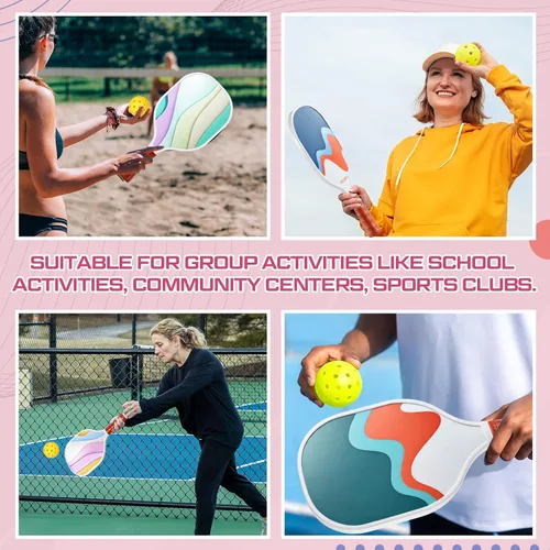 Miniatura 7 de Juego de 8 palas de paddleball de madera, raqueta ligera con agarre ergonómico y 2 bolsas de transporte para jugadores de todos los niveles, hombres