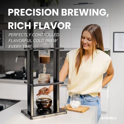 Miniatura 2 de Cafetera de goteo frío, torre de café de infusión fría, cafetera japonesa de goteo lento, 32 onzas, goteo de preparación fría, torre de café helado