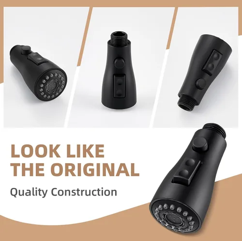 Miniatura 9 de Angle Simple Pulverizador para fregadero de cocina, conector de rosca macho G de 1/2 o 13/16 pulgadas, probado según NSF/ANSI/CAN 61 y 372, Negro