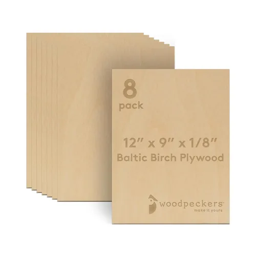 Miniatura 31 de Woodpeckers - Madera contrachapada de abedul báltico, 0.118 in, 1/8 x 5 x 7 pulgadas, paquete de 12 hojas de abedul báltico de grado B/BB, perfectas