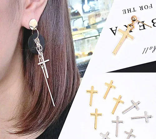 Miniatura 5 de Kinteshun. Conector colgante moderno variado. Aleación de cruz cristiana religiosa para joyas y accesorios. (25 unidades, color plateado envejecido)