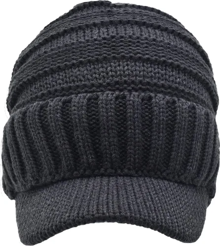 Miniatura 6 de C.C Gorro de punto acanalado de gran tamaño con visera