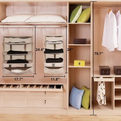 Miniatura 47 de TABITORA - Estantería portátil y plegable de gran capacidad con ganchos para colgar, ideal como almacenamiento para viajes