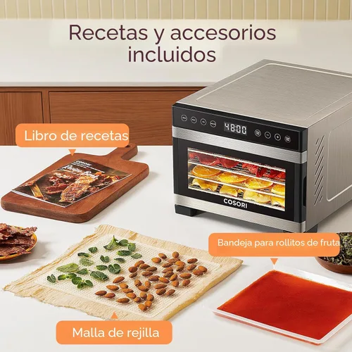 Miniatura 7 de Cosori Deshidratador de alimentos para cecina, control de temperatura de 176 °F, 5 bandejas de acero inoxidable con espacio de secado de 5.1 pies