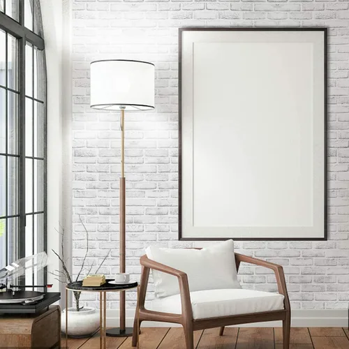 Miniatura 2 de Papel tapiz de ladrillo blanco y gris de 17.7 x 118 pulgadas, rollo autoadhesivo extraíble para decoración de sala de estar, dormitorio, pared