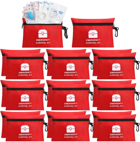 Geiserailie 20 bolsas pequeñas de primeros auxilios a granel, tamaño mini de viaje, bolsa de emergencia individual con cremallera, suministros de