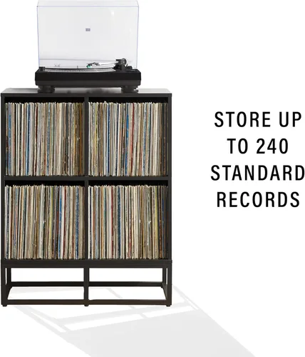 Miniatura 4 de Crosley Furniture Enzo - Estantería de almacenamiento para discos de vinilo y soporte para jugadores, color negro