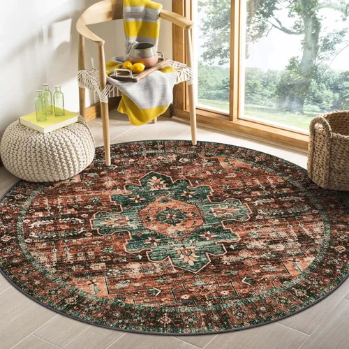 Miniatura 48 de Moynesa Alfombra de pasillo ultra fina lavable de 2 x 6 pies, antideslizante, resistente a las manchas, alfombra vintage que no desprende para Gris