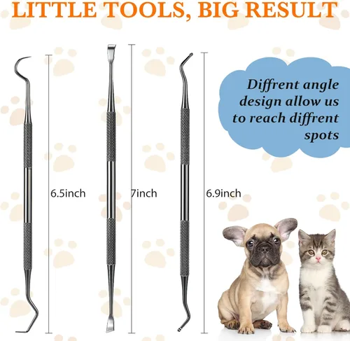 Miniatura 2 de Hotop 3 piezas de raspador dental y raspador de dientes de acero inoxidable de doble cabeza herramienta de eliminación de tarter raspador de dientes