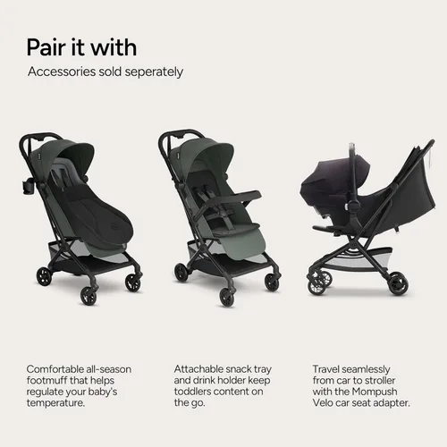 Miniatura 7 de Mompush Velo - Cochecito de viaje ligero, diseño compacto y apto para aviones con plegado con una sola mano, reclinable, desde recién nacido hasta