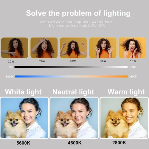 Miniatura 2 de Kit de Luz de Anillo Grande con Soporte de 79", [Nueva Versión] 55W 6700K Regulable, Trípode de Luz de Anillo LED Grande de 18", Soporte Doble
