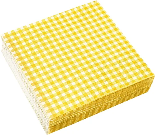 Miniatura 5 de Gatherfun Suministros para fiestas, servilletas de papel desechables amarillas y blancas para fiesta de Pascua
