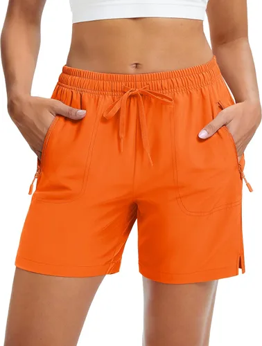 Miniatura 10 de MAGCOMSEN Pantalones cortos de senderismo para mujer de 5 pulgadas, UPF 50+, de secado rápido, ligeros, atléticos, para correr, golf, verano