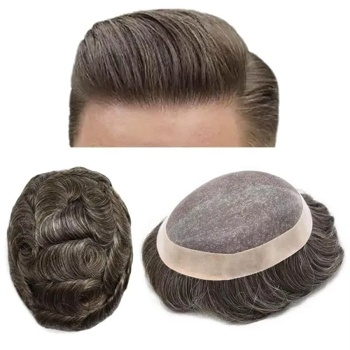 Miniatura 32 de FACE MIRACLE - Pelucas de cabello humano real para hombre, con revestimiento de poliéster, prótesis de cabello masculino, 8 x 11, 1#, negro
