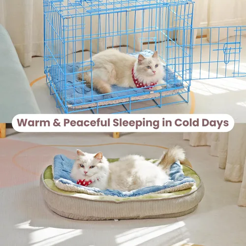 Miniatura 5 de Cama Autocalentable para Gatos, 28 X 22 Pulgadas Reversible de Dos Lados Tapete Autocalentable para Gatos y Perros, Almohadilla Calentadora Lavable