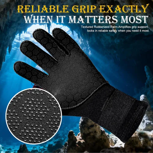 Miniatura 4 de nitescuba Aquanic - Guantes de neopreno de 0.118 pulgadas (0.118 in), guantes de invierno cálidos con correa ajustable para la cintura para pesca