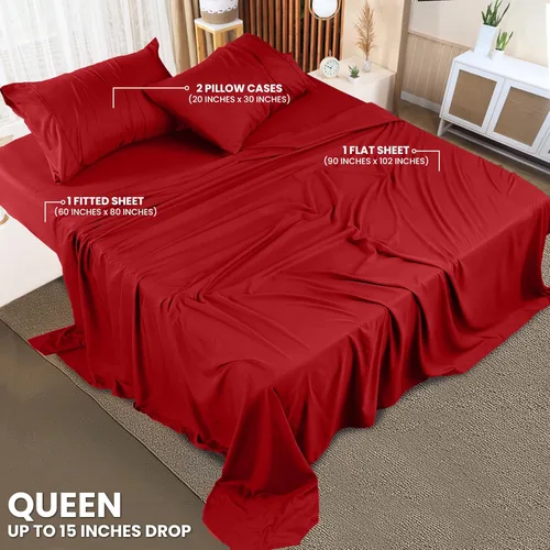 Miniatura 2 de Juego de sábanas Queen de Utopia Bedding – Juego de 4 piezas de sábanas para cama Queen, microfibra suave y transpirable, incluye 1 sábana bajera