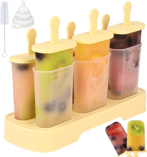 Miniatura 9 de WMKGG Juego de moldes para paletas, 6 moldes para paletas de hielo, molde de helado casero con palos, máquina para hacer paletas (verde)