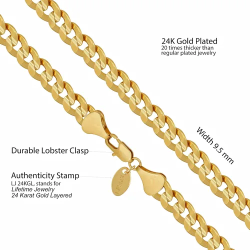 Miniatura 18 de LIFETIME JEWELRY Collar de cadena de eslabones cubanos chapado en oro de 24 quilates para hombres y mujeres (0.236 in y 0.374 in)