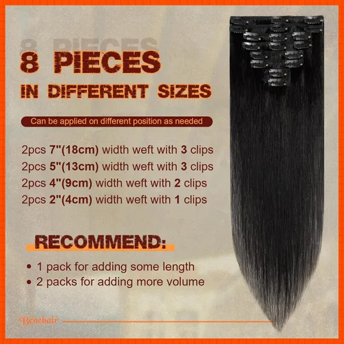 Miniatura 4 de Benehair Extensiones de cabello humano real con clip, extensiones de cabello humano rubio con clip para mujer, largo lacio, natural Remy, cabeza