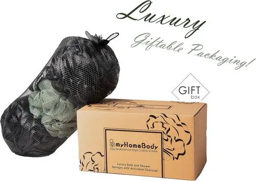 Miniatura 8 de myHomeBody Spa Day Bath & Facial Bundle - Esponja de baño de lufa con esponjas faciales de doble textura