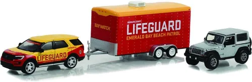 Greenlight 31150-B Hollywood Hitch & Tow Series 11 - Baywatch - 2016 Explorer Emerald Bay Beach Patrol Salvavidas con Wrangler Rubicon 2013 Escala
