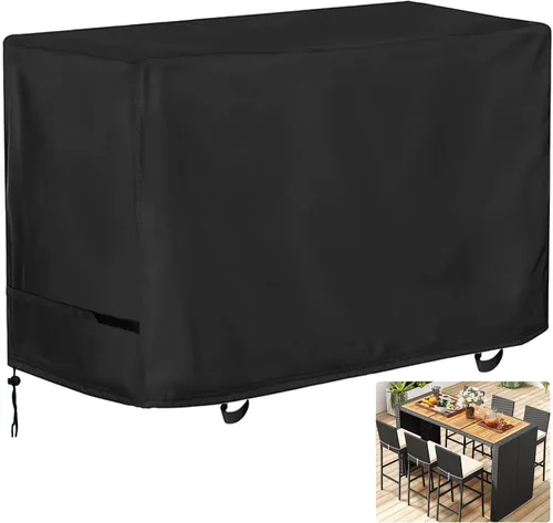 Miniatura 11 de Oslimea Funda para Juego de Comedor Alto de Patio, Funda para Mesa y Sillas de Exterior para Juego de Ratán de 5 Piezas de Altura de Bar/Muebles