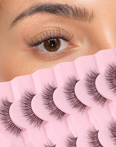 Miniatura 19 de Jiocolor Pestañas naturales pestañas postizas finas pestañas postizas cortas aspecto natural banda transparente pestañas postizas tira pestañas