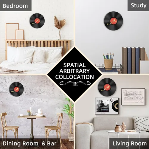 Miniatura 5 de Discos de vinilo de 12 pulgadas, decoración de pared, reloj de pared de disco de vinilo, relojes de pared únicos con pilas (batería no incluida)