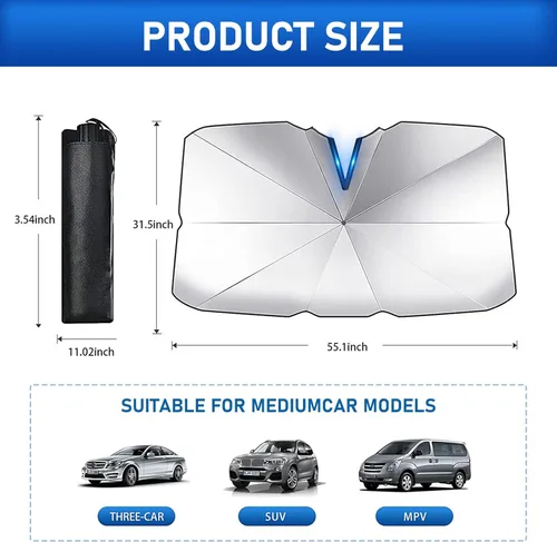 Miniatura 2 de 1 parasol para parabrisas de automóvil, parasol reflectante plegable para ventana delantera, protege el vehículo de los rayos UV y el calor