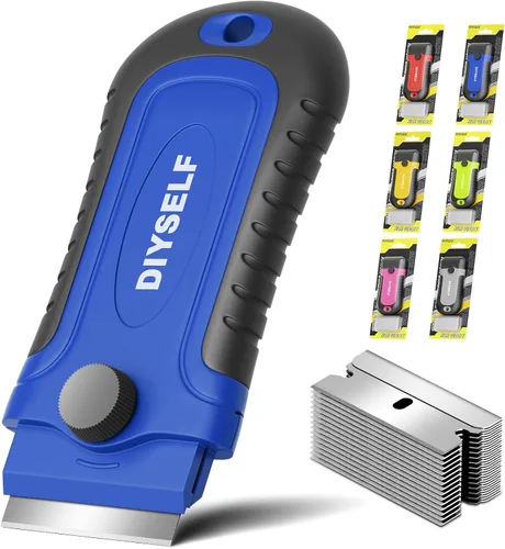 Miniatura 18 de DIYSELF 1 paquete de raspador de hoja de afeitar con 15 cuchillas adicionales, herramienta raspadora para limpiar ventanas, pintura, estufa, horno