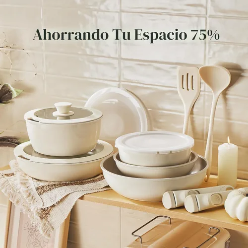 Miniatura 5 de Redchef - Juego de ollas y sartenes de cerámica, juego de utensilios de cocina antiadherentes con mango desmontable, juego de utensilios de cocina