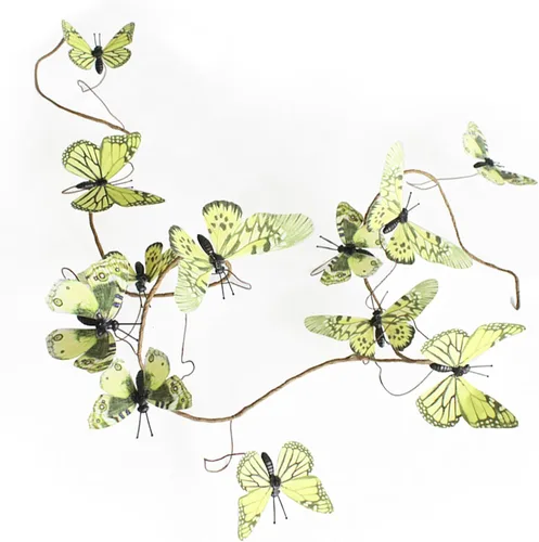 Miniatura 15 de Guirnalda de mariposa artificial, enredaderas decorativas de mariposa falsas, decoración colgante de mariposa única en 3D para pared del hogar, Azul