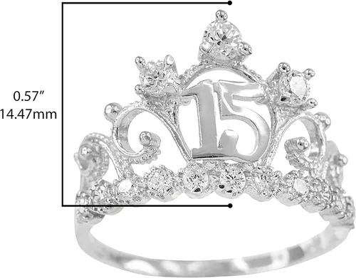 Miniatura 3 de Tiara de oro blanco de 10 quilates con circonita cúbica, tiara dulce de 15 años de quinceañera
