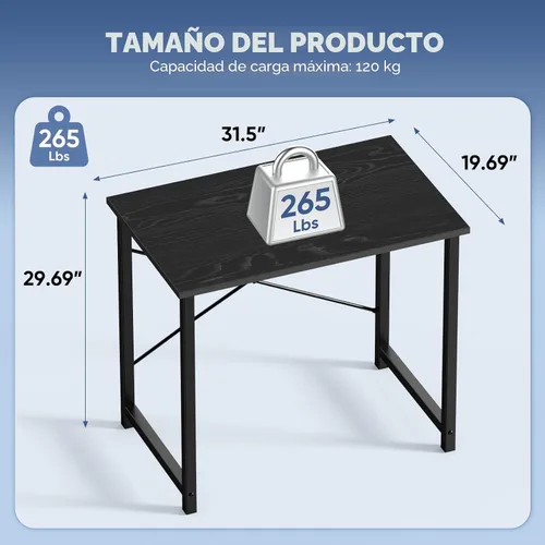Miniatura 3 de DUMOS Escritorio pequeño para computadora de 31 pulgadas para oficina en casa, escritorios de juegos para dormitorio, mesa de trabajo de estudio