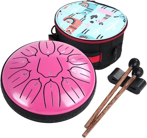 Miniatura 9 de Ubblove Tambor de lengua de acero, 11 notas, tambor de mano de 6 pulgadas, instrumentos de percusión con bolsa de mazos para meditación, educación 6