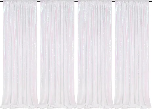 Miniatura 31 de Telón de fondo de lentejuelas moradas 2 paneles 2FTx8FT con purpurina telón de fondo cortinas para fiesta de Halloween fondo de fotos para bodas