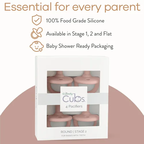 Miniatura 6 de Comfy Cubs Chupetes para bebé, paquete de 4 para 6 a 18 meses, forma de pezón suave similar al pecho, chupete de silicona compatible con CPSIA