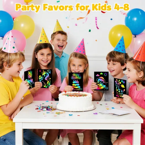 Miniatura 4 de ZMLM Juego de 100 piezas de papel de arte de arco iris para rascar, kit de suministros de manualidades mágicos para niños, niñas, niños, hojas