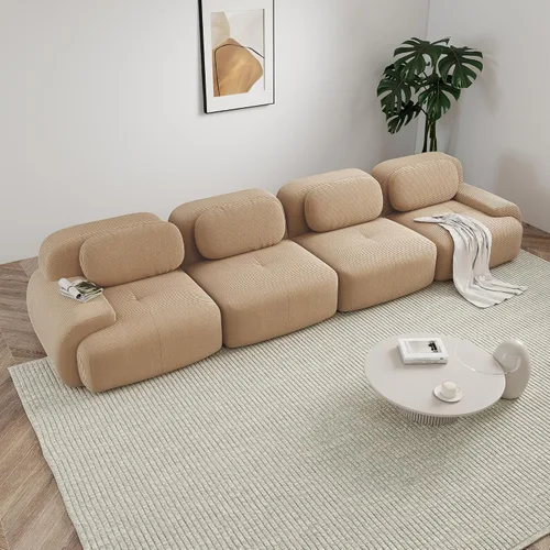 Miniatura 42 de Sofá modular sin hueso de 117 pulgadas, sofá modular en forma de L para sala de estar, sofá comprimido con asiento profundo, sofá nube de pana