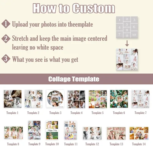 Miniatura 5 de DOARTDO 6 fotos de collage de fotos en lienzo, impresiones en lienzo personalizadas con tu familia, amigos y mascotas, marco de decoración de pared