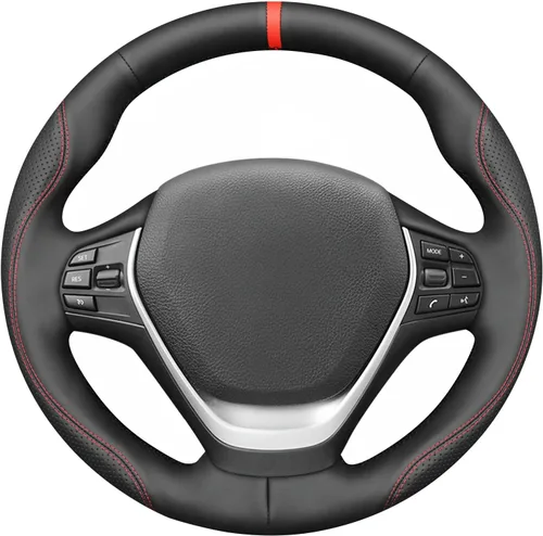 Miniatura 14 de MEWANT Envoltura de volante de ante negro cosida a mano para BMW 2Series F22 F23 F30 F34 F32 F33 F36 Cubierta de volante DIY