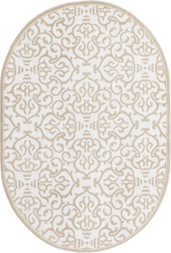 Miniatura 3 de Unique Loom Rushmore Collection - Alfombra de área Johnson (4 pies 1 pulgada x 6 pies 1 pulgada, ovalada, blanco nieve/beige)
