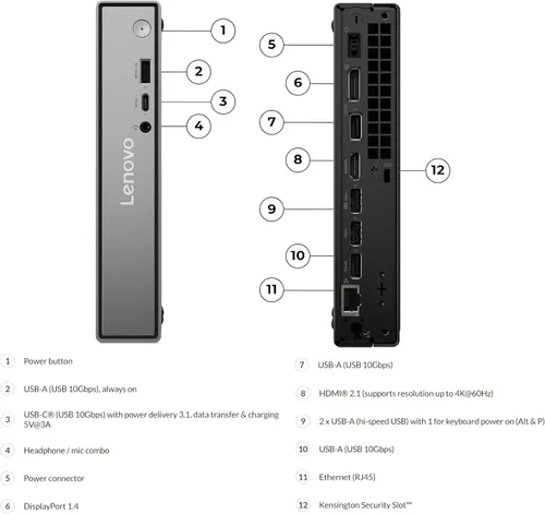 Miniatura 4 de Lenovo ThinkCentre neo 50q Gen 5 Mini PC de sobremesa, Intel Core i5-13420H de 8 núcleos, 8 GB DDR5 RAM, 512 GB SSD, WiFi 6E, Bluetooth 5.3