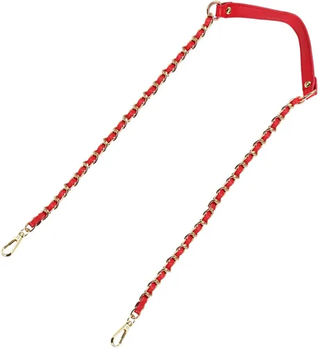 Miniatura 10 de Uxcell Correa de cadena plana de hierro de cuero de 39 pulgadas para bolso de mano, mango de reemplazo de hombro, negro con cadena dorada