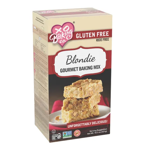 XO Baking Co. Mezcla para hornear Blondie Gourmet sin gluten; sin OMG, Kosher; sin arroz; sin lácteos; sin maní; sin conservantes; sin sabores ni