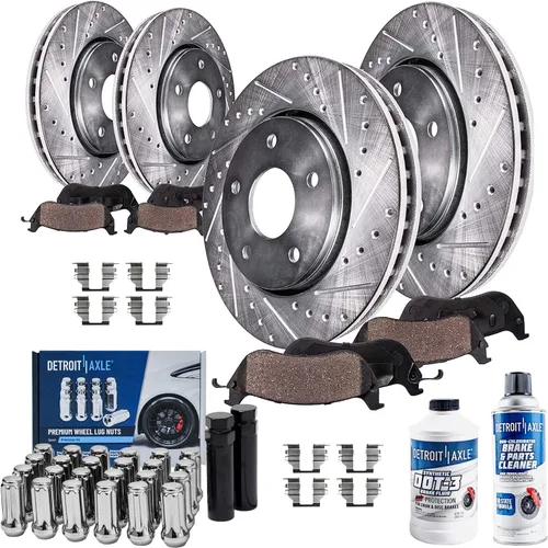 Miniatura 89 de Detroit Axle - Kit de freno delantero para Ford Explorer Mercury Mountaineer 2002-2005 Bujes de rodamiento de rueda perforados y ranurados rotores