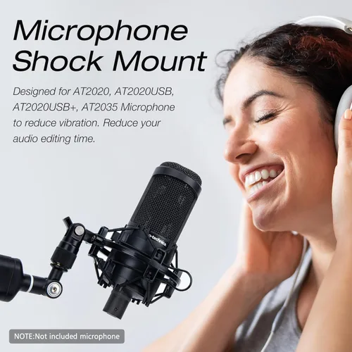 Miniatura 3 de YOUSHARES Soporte de choque AT2020, soporte de choque para micrófono reduce el ruido de vibración para Audio Technica AT2020 AT2035 ATR2500
