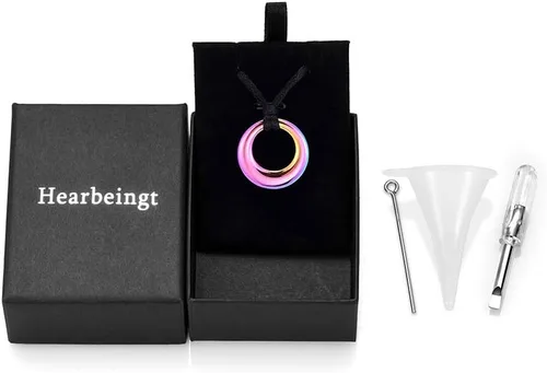 Miniatura 7 de Hearbeingt Collar de urna de cremación para cenizas para mujeres y hombres, colgante conmemorativo con cristal circular, Acero inoxidable, Acero